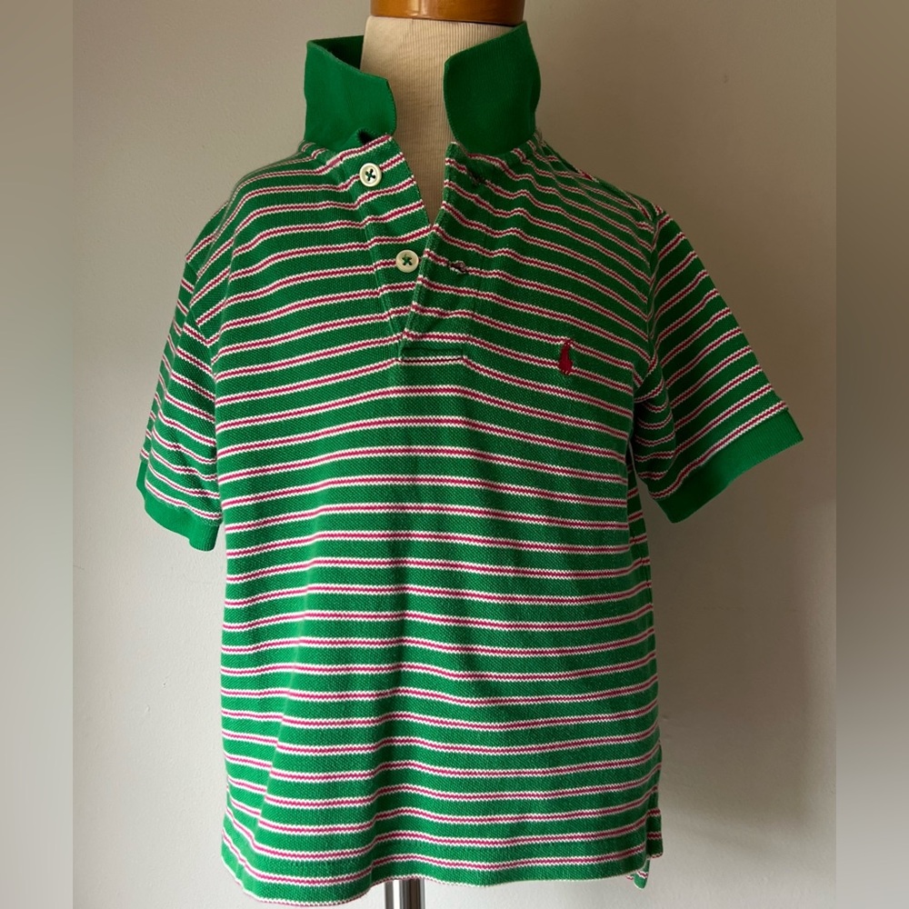 Polo Ralph Lauren Green and Pink Striped Polo Toddler Size 4
